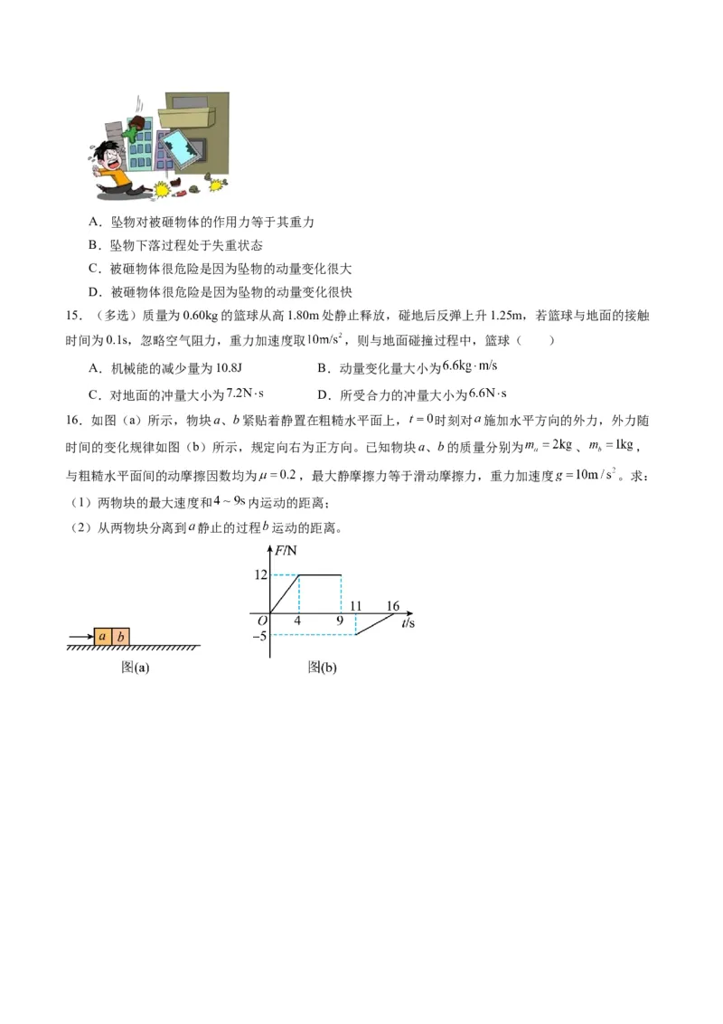 第25讲动量和动量定理（练习）（原卷版）_4.2025物理总复习_2025年新高考资料_一轮复习_2025年高考物理一轮复习讲练测（新教材新高考）