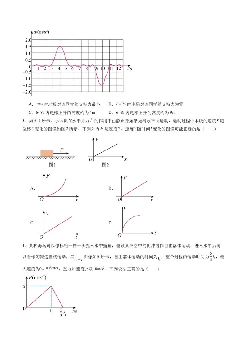 第09讲牛顿运动定律的理解及基本应用（练习）（原卷版）_4.2025物理总复习_2025年新高考资料_一轮复习_2025年高考物理一轮复习讲练测（新教材新高考）