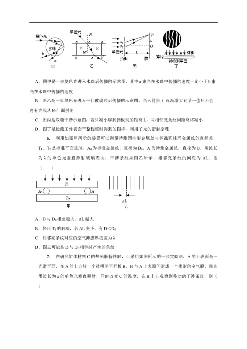 第98讲光的干涉及用双缝干涉实验测波长（原卷版）_4.2025物理总复习_2023年新高复习资料_专项复习_2023届高三物理高考复习101微专题模型精讲精练