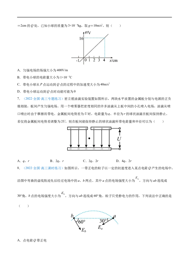 专题20电容器带电粒子在电场中的运动&mdash;&mdash;全攻略备战2023年高考物理一轮重难点复习（原卷版）_4.2025物理总复习_2023年新高复习资料_一轮复习