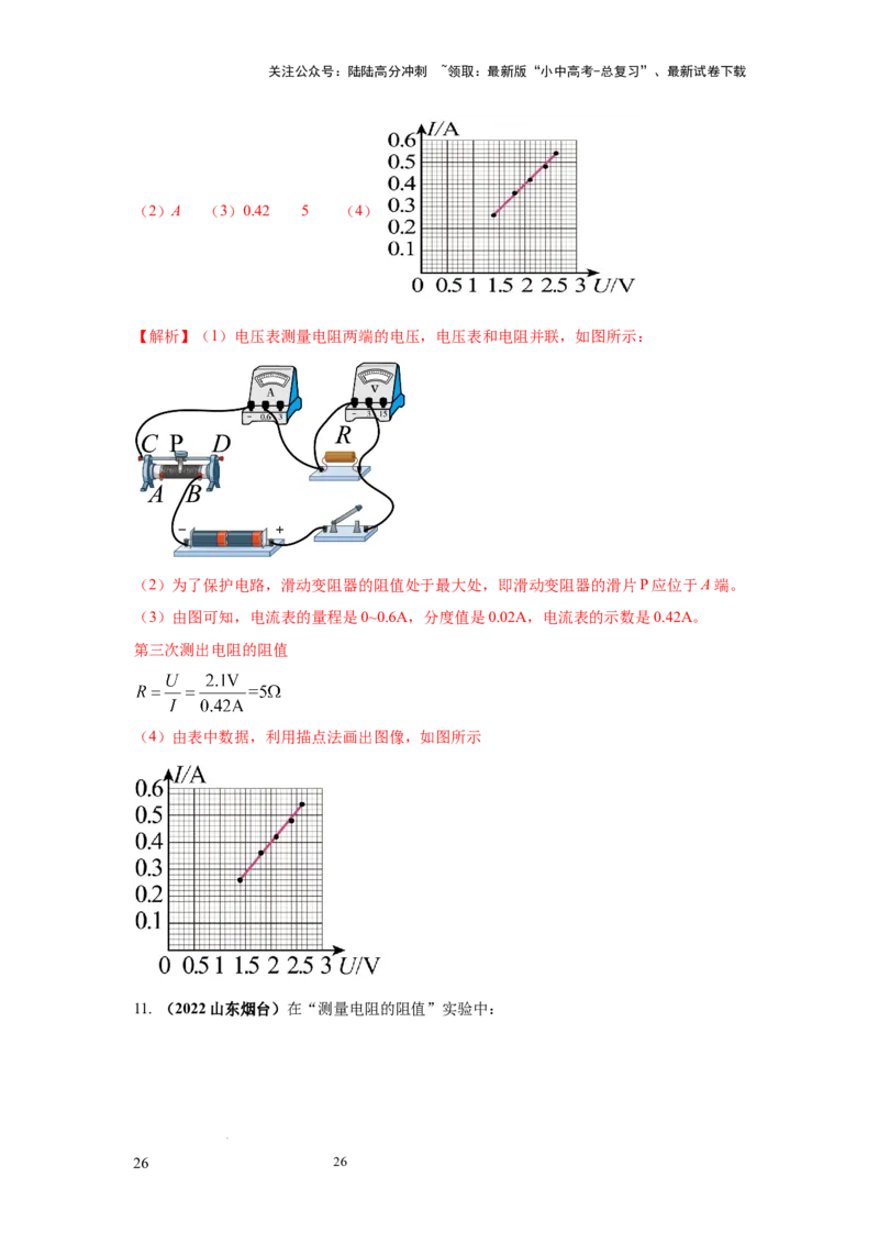 必考实验09.用电流表和电压表测量电阻（解析版）_02中考总复习（2026版更新中）_04-物理-中考总复习_2025年中考复习资料_2025年物理中考二轮复习21个必考12个常考实验三题型新考法专项精练