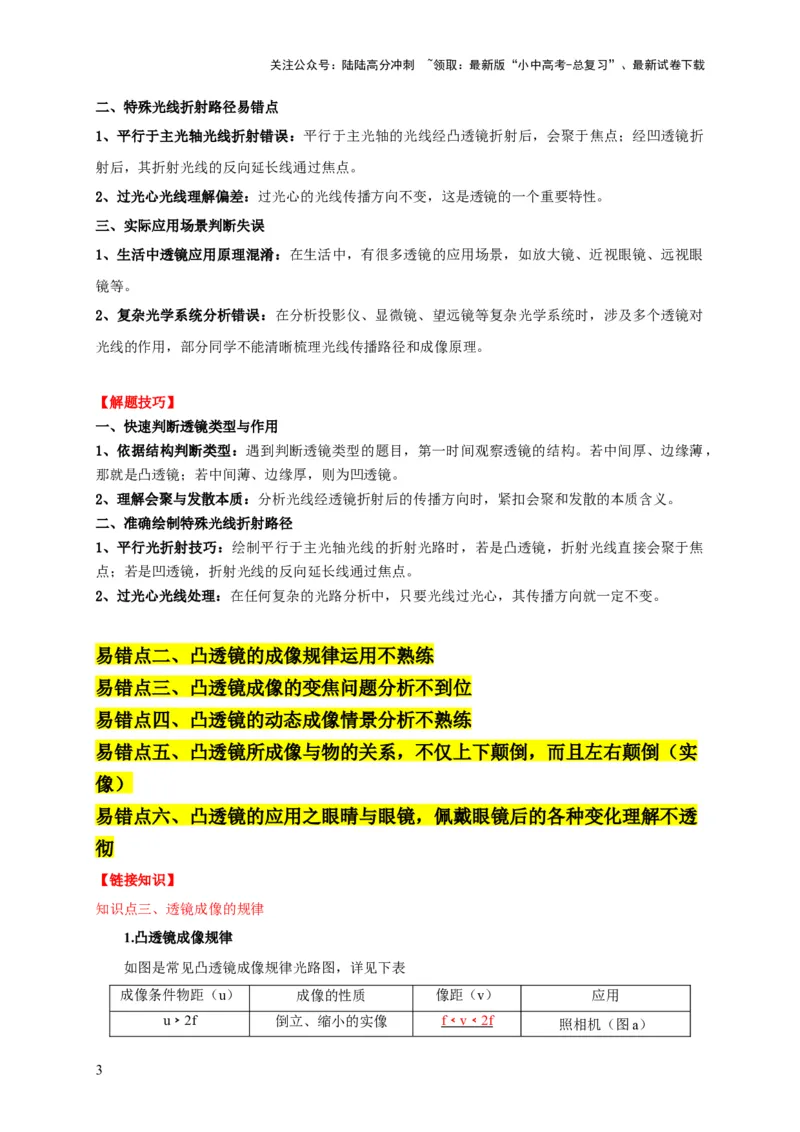 易错点05掌握透镜的成像问题（6陷阱点4题型）（解析版）_02中考总复习（2026版更新中）_04-物理-中考总复习_2025年中考复习资料_2025年中考物理考试易错题（全国通用）