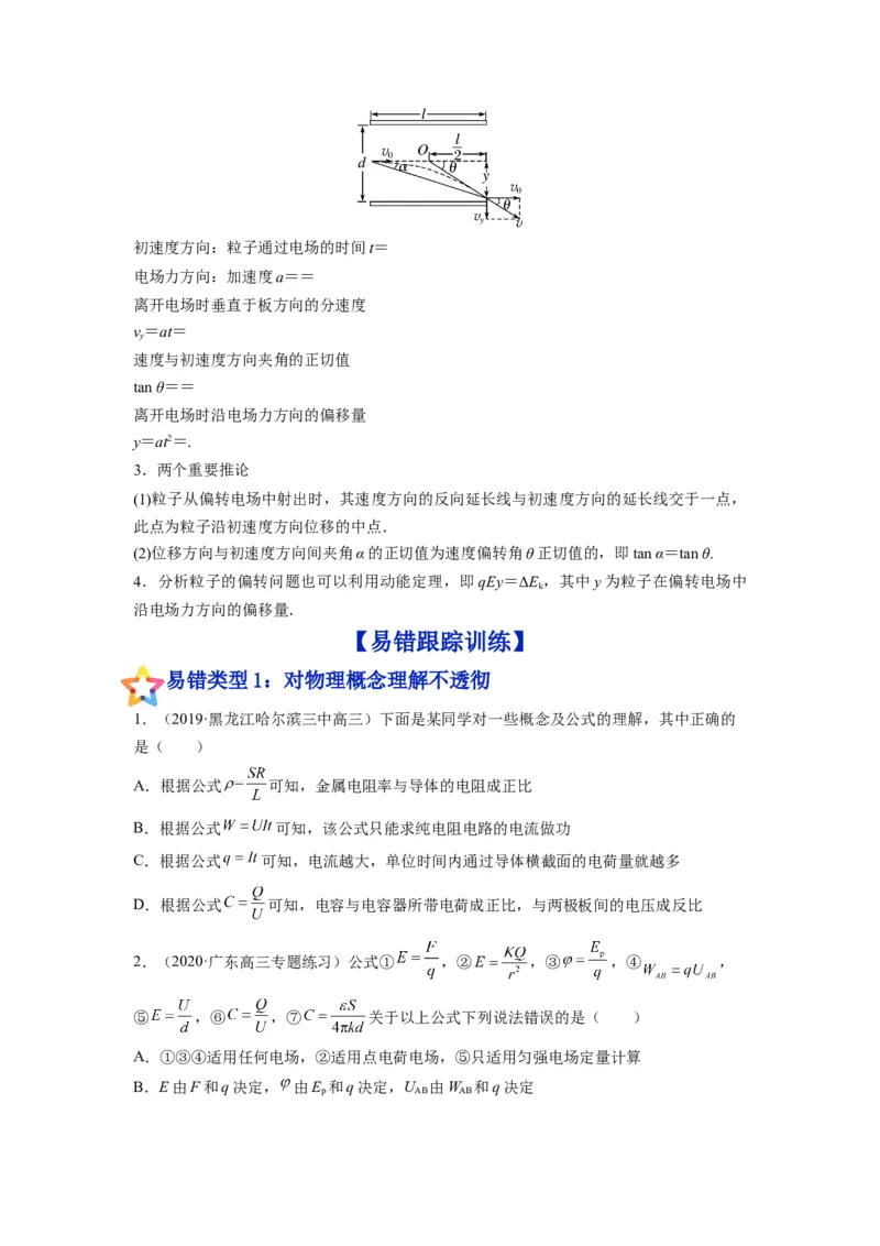备战2023年高考物理考试易错题&mdash;&mdash;易错点17电容器带电粒子在电场中的运动_4.2025物理总复习_2023年新高复习资料_一轮复习_备战2023新高考物理一轮复习考试易错题（含答案）