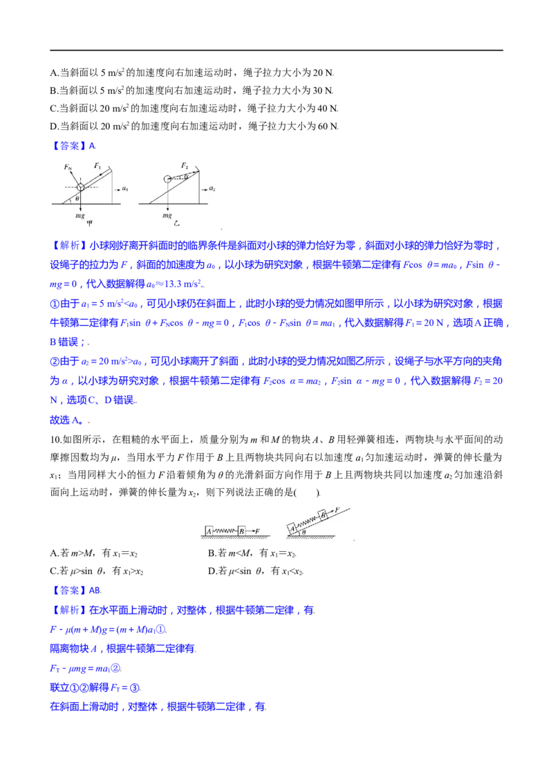 第09练动力学图像、临界和极值问题-2023年高考物理一轮复习小题多维练（全国通用）（解析版）_4.2025物理总复习_赠品通用版（老高考）复习资料_一轮复习