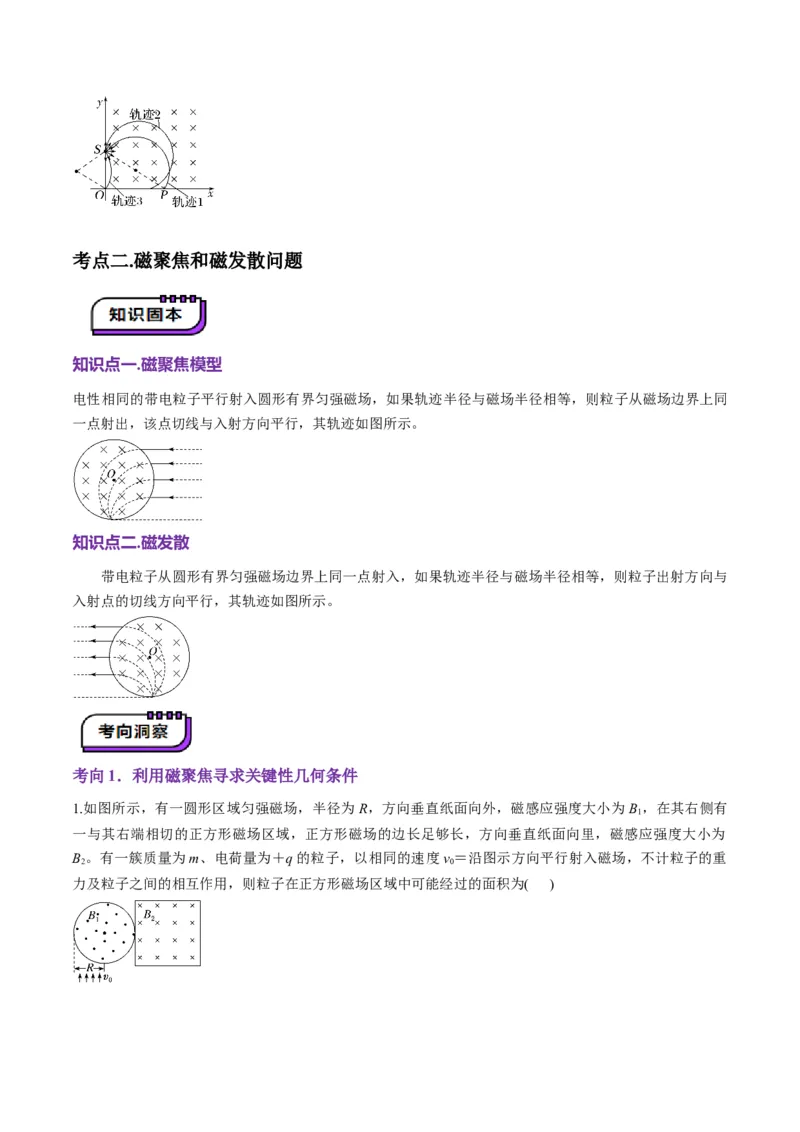 第48讲动态圆、磁聚焦和磁发散问题（讲义）（解析版）_4.2025物理总复习_2025年新高考资料_一轮复习_2025年高考物理一轮复习讲练测（新教材新高考）