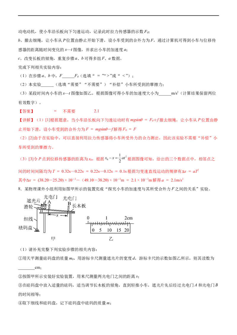 专题15力学实验（精练）（解析版）_4.2025物理总复习_赠品通用版（老高考）复习资料_二轮复习_2023年高考物理二轮复习讲练测（全国通用）