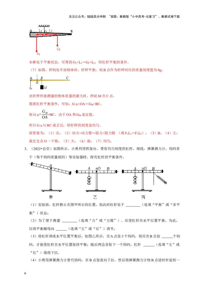实验12探究杠杆的平衡条件（解析版）_02中考总复习（2026版更新中）_04-物理-中考总复习_2024年中考复习资料_二轮复习_（讲义+练习）2024年中考物理二轮题型专项复习