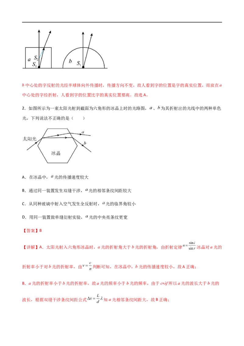 专题73光的折射和全反射（解析版）_4.2025物理总复习_2023年新高复习资料_一轮复习_2023届高三物理一轮复习多维度导学与分层专练