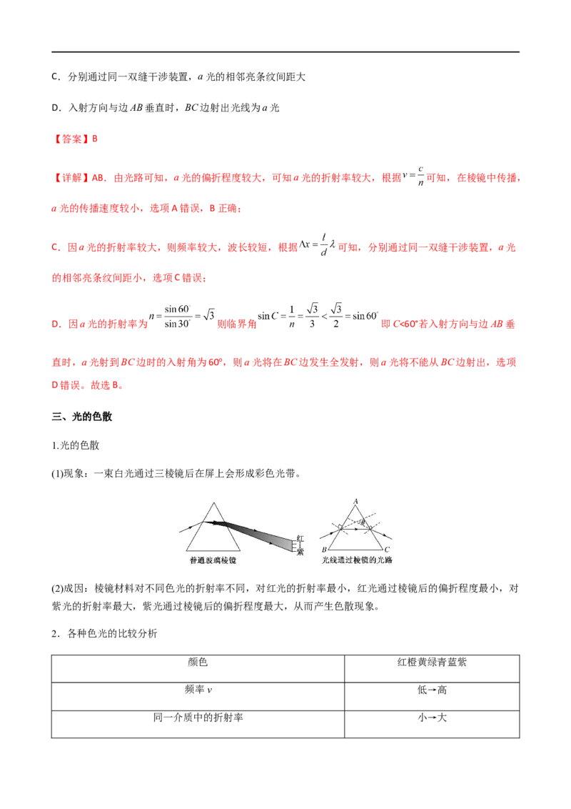 专题73光的折射和全反射（解析版）_4.2025物理总复习_2023年新高复习资料_一轮复习_2023届高三物理一轮复习多维度导学与分层专练