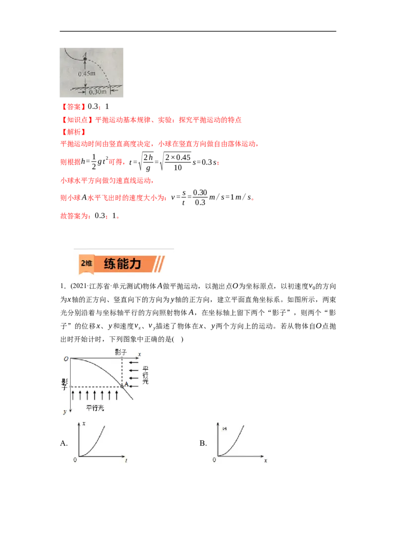 第02练　抛体运动（解析版）_4.2025物理总复习_2023年新高复习资料_一轮复习_2023年高考物理一轮复习小题多维练（新高考专用）_第四章　曲线运动_第02练抛体运动