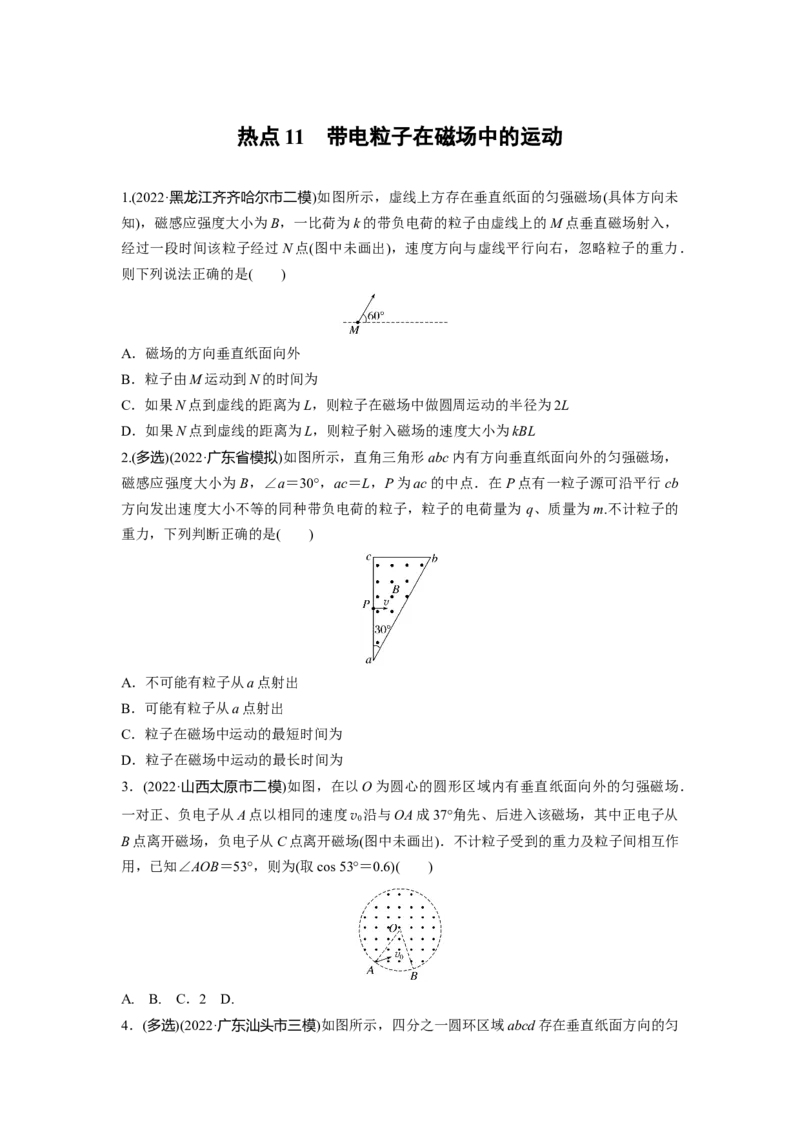 热点11　带电粒子在磁场中的运动_4.2025物理总复习_赠品通用版（老高考）复习资料_二轮复习_2023年高考物理二轮复习讲义+课件（全国版）_2023年高考物理二轮复习讲义（全国版）