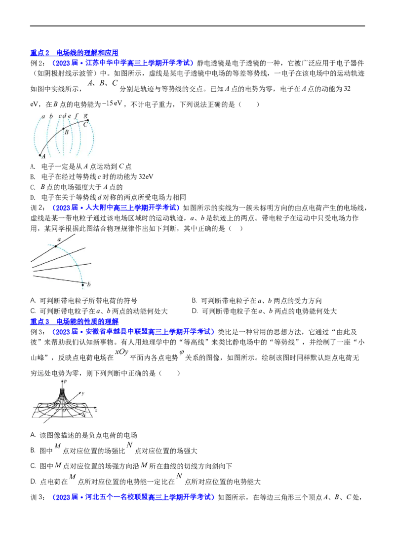 专题3.1电场的性质（讲）-2023年高考物理二轮复习讲练测（新高考专用）（原卷版）_4.2025物理总复习_2023年新高复习资料_二轮复习_2023年高考物理二轮复习讲练测（新高考专用）