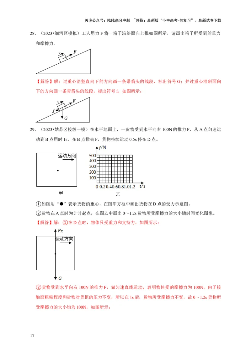 作图题01受力分析类（解析版）_02中考总复习（2026版更新中）_04-物理-中考总复习_2024年中考复习资料_二轮复习_（讲义+练习）2024年中考物理二轮题型专项复习