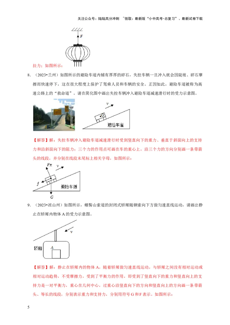 作图题01受力分析类（解析版）_02中考总复习（2026版更新中）_04-物理-中考总复习_2024年中考复习资料_二轮复习_（讲义+练习）2024年中考物理二轮题型专项复习