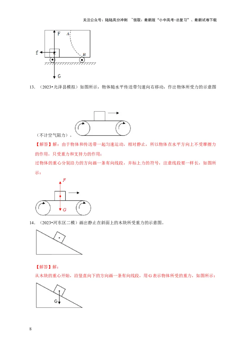 作图题01受力分析类（解析版）_02中考总复习（2026版更新中）_04-物理-中考总复习_2024年中考复习资料_二轮复习_（讲义+练习）2024年中考物理二轮题型专项复习