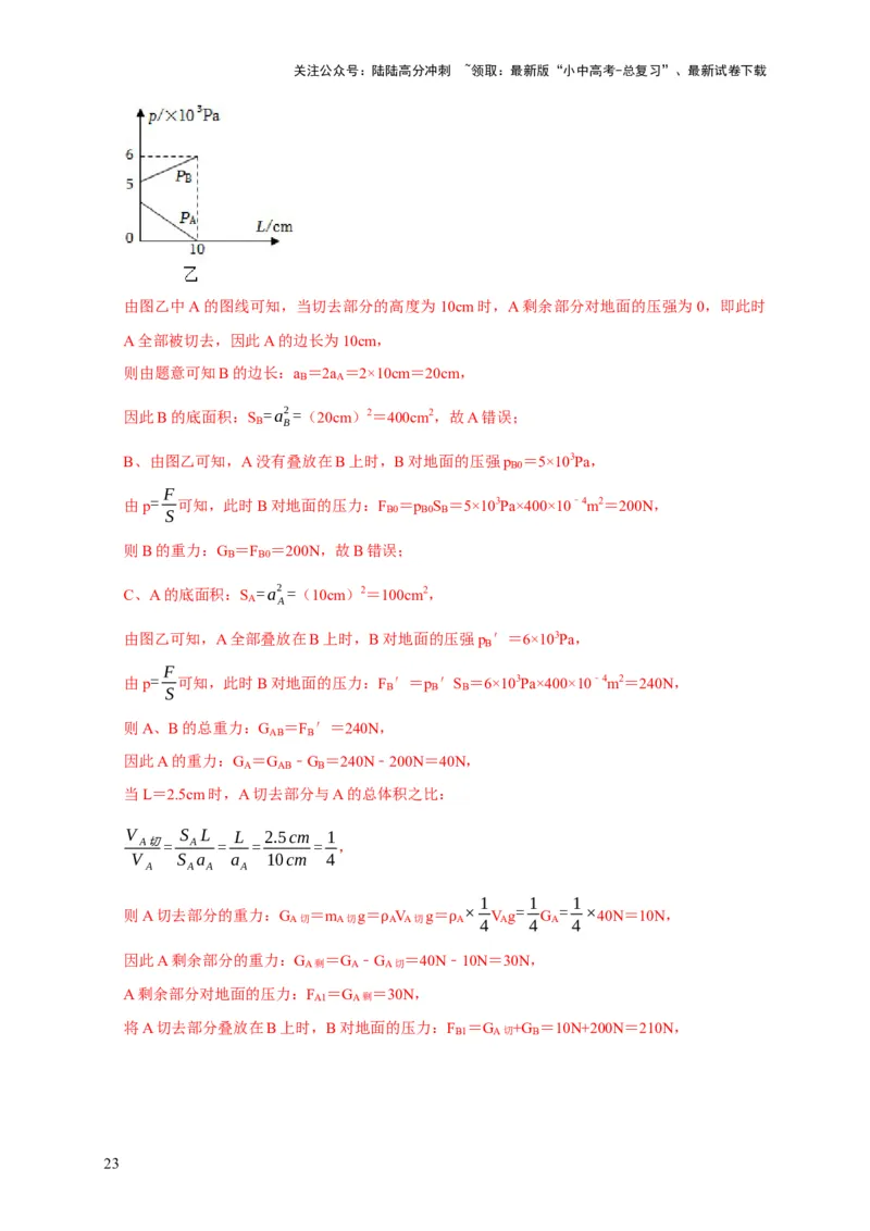 易错点08理解压力、压强的定义去分析压强叠放（切割）问题（4陷阱点5题型）（解析版）_02中考总复习（2026版更新中）_04-物理-中考总复习_2025年中考复习资料