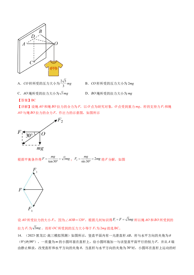 第07讲力的合成与分解（练习）（解析版）_4.2025物理总复习_2024年新高考资料_1.2024一轮复习_2024年高考物理一轮复习讲练测（新教材新高考）_第07讲力的合成与分解（练习）