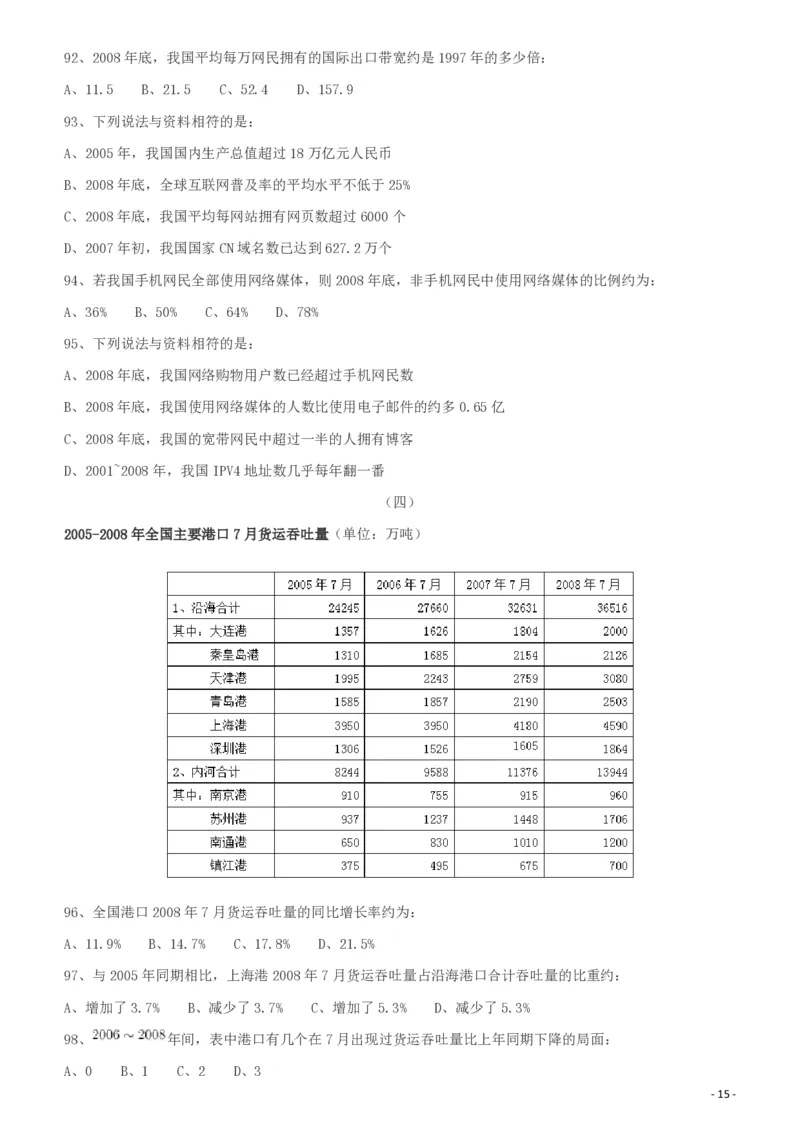 2010年425公务员联考《行测》（云南、湖南、海南、山东、内蒙古、重庆、广西、辽宁、宁夏、陕西、天津）_34省+国考真题_34省考+国考pdf版推荐用这个版本_湖南公务员考试真题pdf版