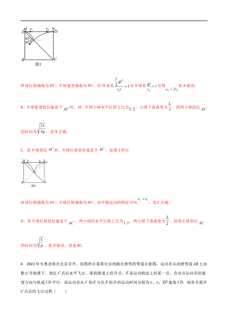 专题22平抛运动规律、平抛运动与约束面相结合问题（解析版）_4.2025物理总复习_2023年新高复习资料_一轮复习_2023届高三物理一轮复习多维度导学与分层专练