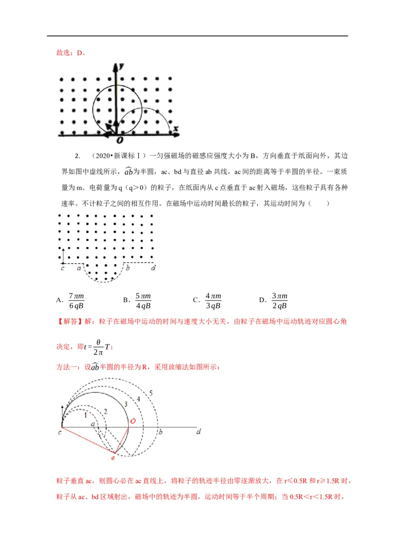 第77讲带电粒子在磁场中的动态圆模型（解析版）_4.2025物理总复习_2023年新高复习资料_专项复习_2023届高三物理高考复习101微专题模型精讲精练