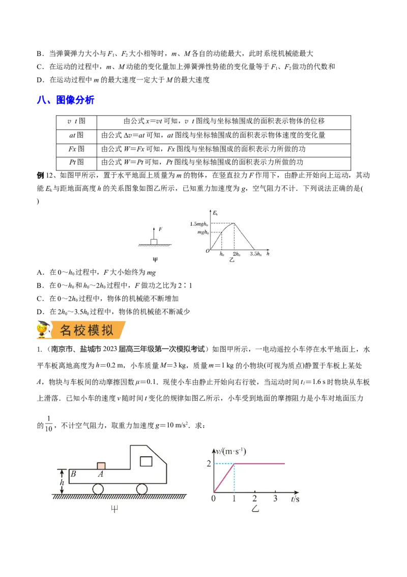 秘籍12功能关系热点问题综合-备战2023年高考物理抢分秘籍（新高考专用）（原卷版）_4.2025物理总复习_2023年新高复习资料_备战2023年高考物理抢分秘籍（新高考专用）