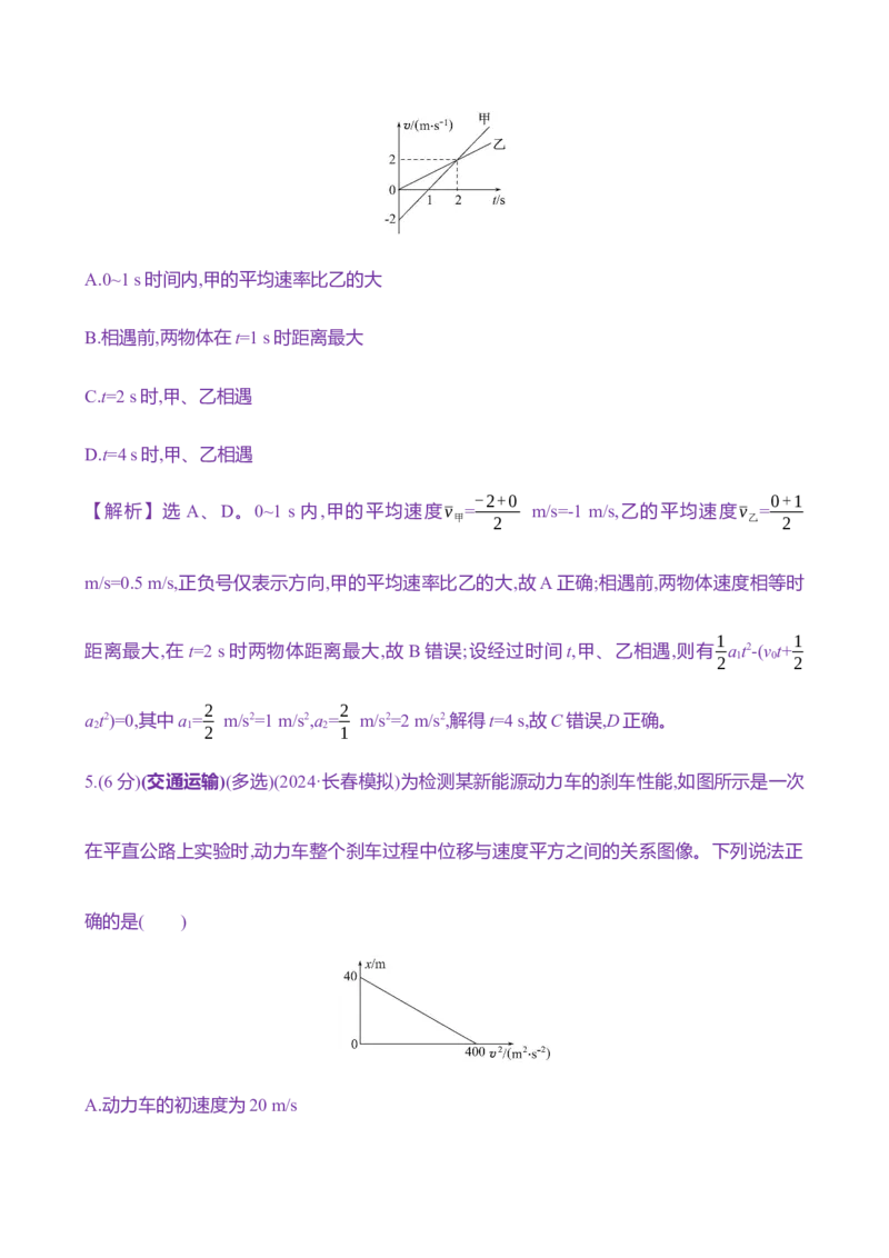 四：运动图像（含解析）_4.2025物理总复习_2025年新高考资料_专项复习_2025新高考物理核心素养测评（含解析）（完结）
