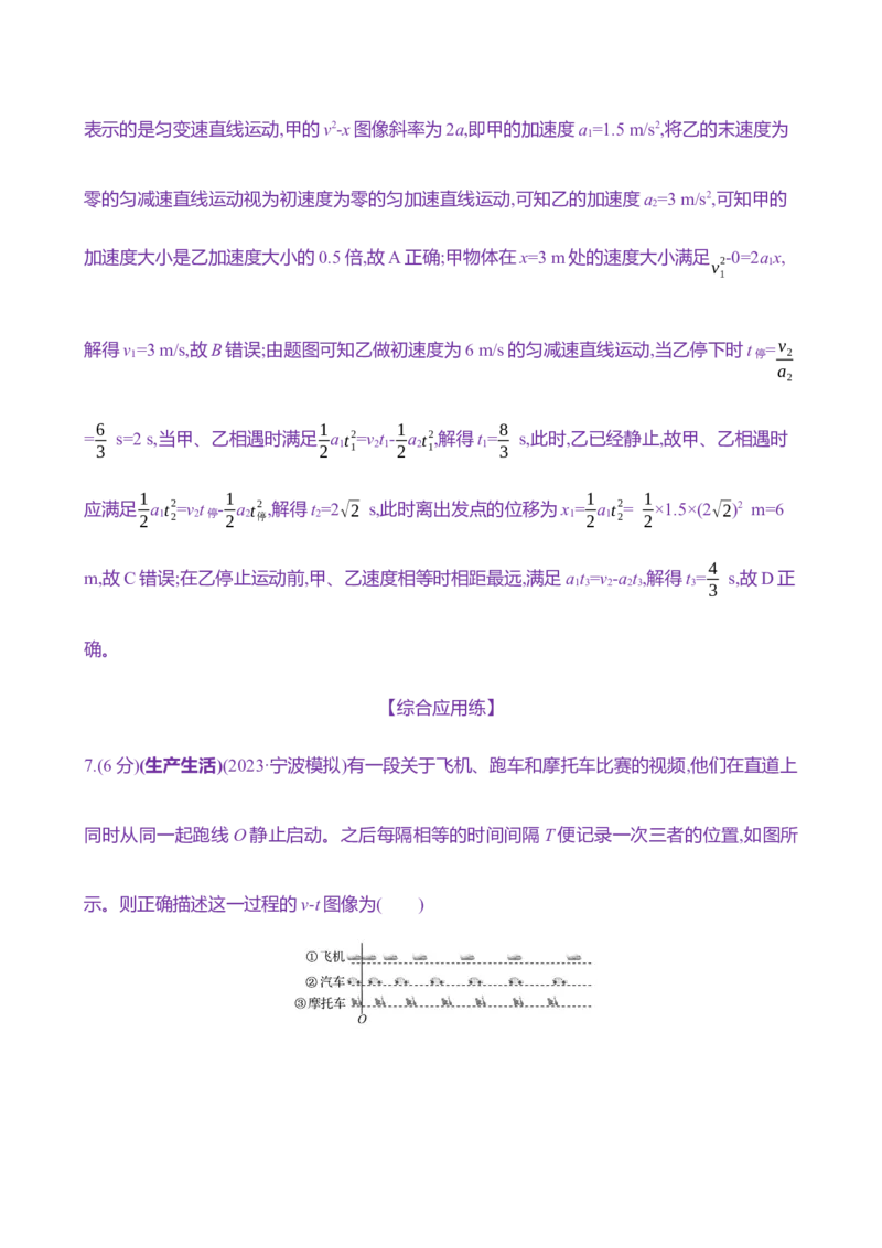 四：运动图像（含解析）_4.2025物理总复习_2025年新高考资料_专项复习_2025新高考物理核心素养测评（含解析）（完结）