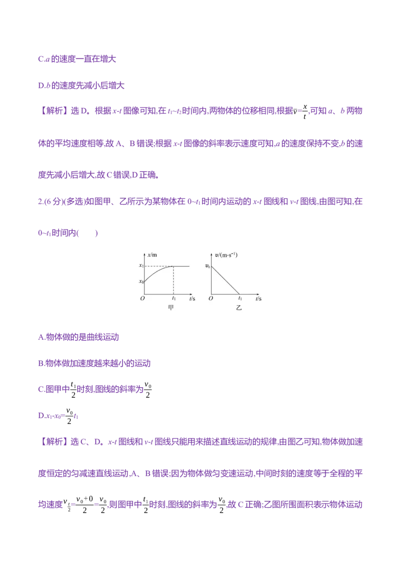 四：运动图像（含解析）_4.2025物理总复习_2025年新高考资料_专项复习_2025新高考物理核心素养测评（含解析）（完结）