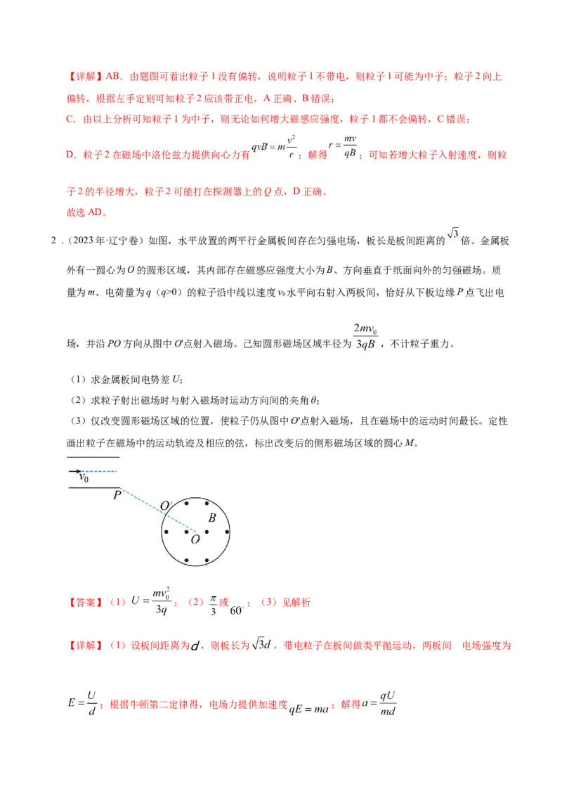 押第9、14题：磁场带电粒子在电磁场中的运动-备战2024年高考物理临考题号押题（辽宁、黑龙江、吉林专用）（解析版）_4.2025物理总复习_2024年新高考资料_5.2024三轮冲刺