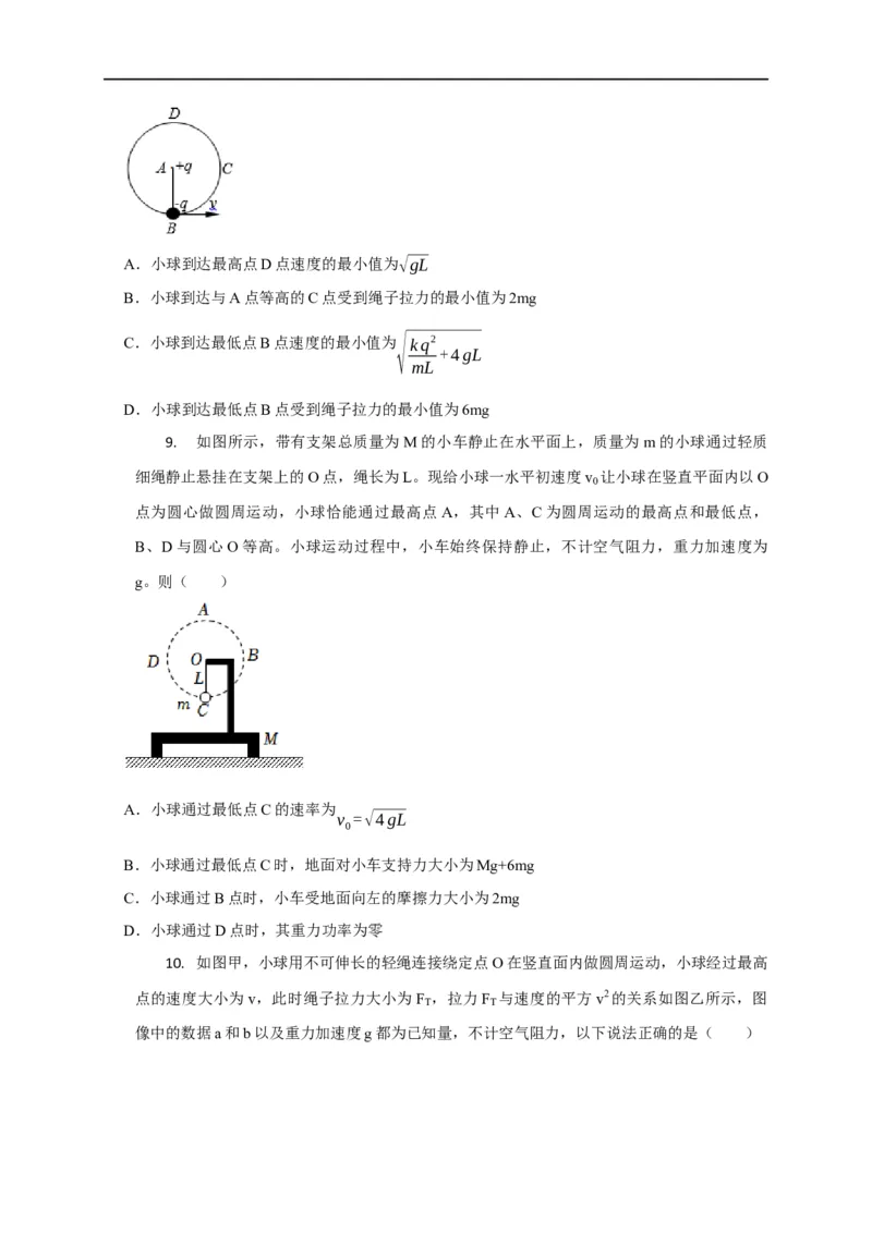 第19讲竖直面内圆周运动之绳&rdquo;模型和&ldquo;杆&rdquo;模型及其临界问题（原卷版）_4.2025物理总复习_2023年新高复习资料_专项复习_2023届高三物理高考复习101微专题模型精讲精练