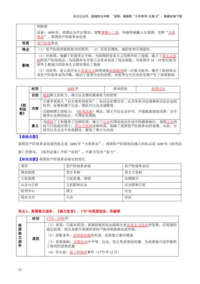 主题12+近代世界（历史时空+热词背诵+考点梳理+素养导向+命题预测）-2025年中考历史一轮知识点梳理_02中考总复习（2026版更新中）_06-历史-中考总复习_2025年中考复习资料