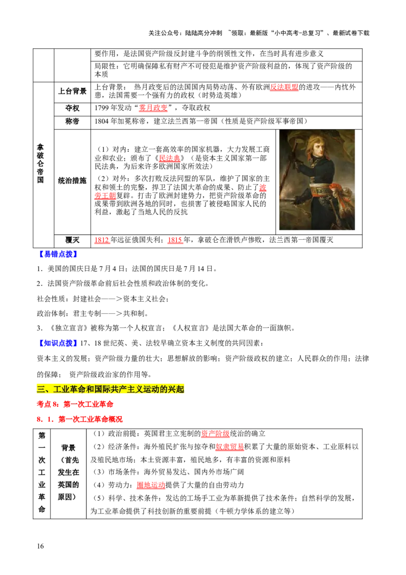 主题12+近代世界（历史时空+热词背诵+考点梳理+素养导向+命题预测）-2025年中考历史一轮知识点梳理_02中考总复习（2026版更新中）_06-历史-中考总复习_2025年中考复习资料