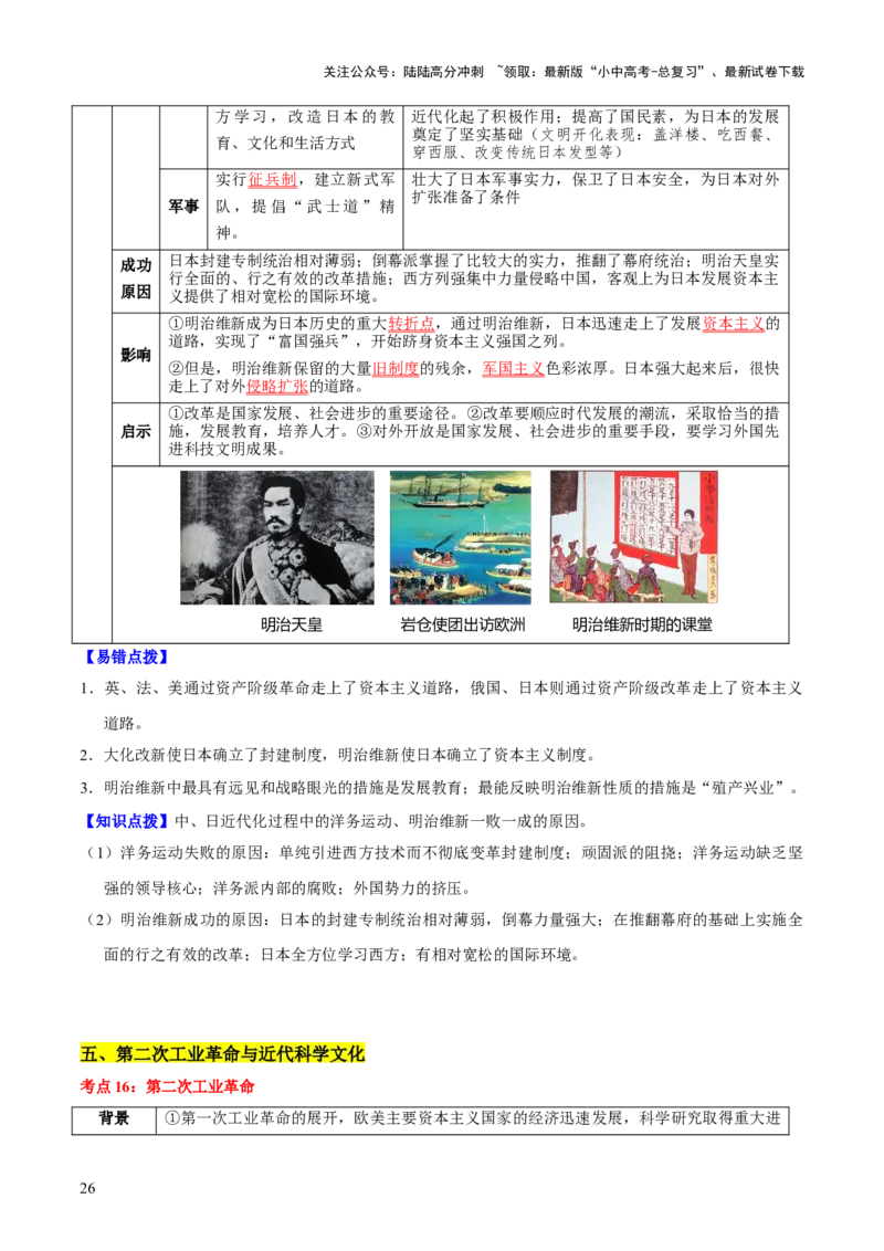 主题12+近代世界（历史时空+热词背诵+考点梳理+素养导向+命题预测）-2025年中考历史一轮知识点梳理_02中考总复习（2026版更新中）_06-历史-中考总复习_2025年中考复习资料