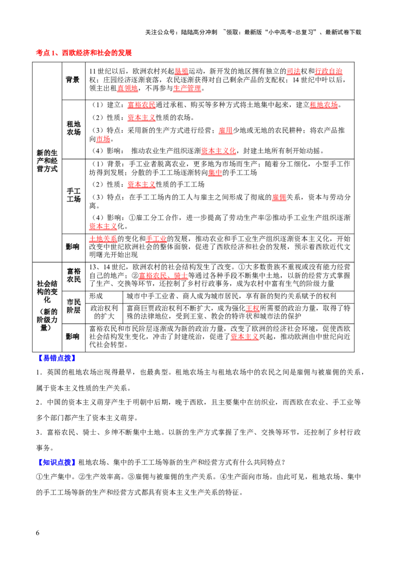 主题12+近代世界（历史时空+热词背诵+考点梳理+素养导向+命题预测）-2025年中考历史一轮知识点梳理_02中考总复习（2026版更新中）_06-历史-中考总复习_2025年中考复习资料