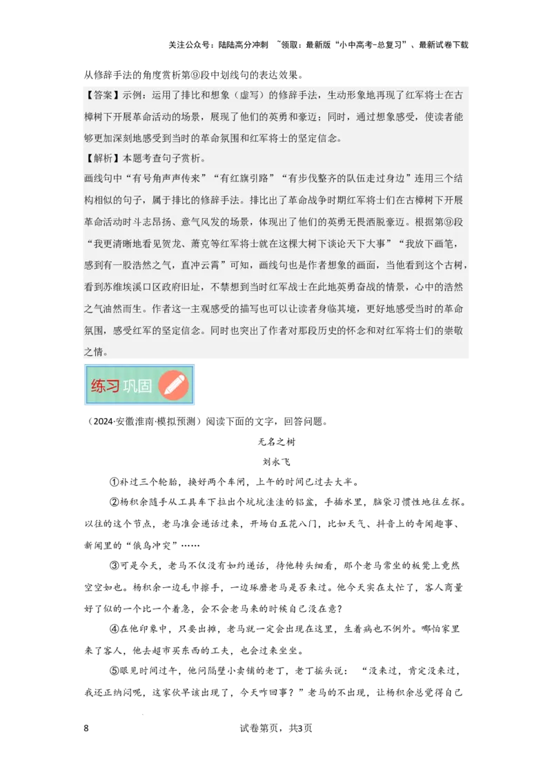 常见修辞手法及作用（专项训练）解析版_02中考总复习（2026版更新中）_01-语文-中考总复习_2025年中考资料_备战2025年中考语文一轮复习记叙文阅读课件+专项练习_专项练习
