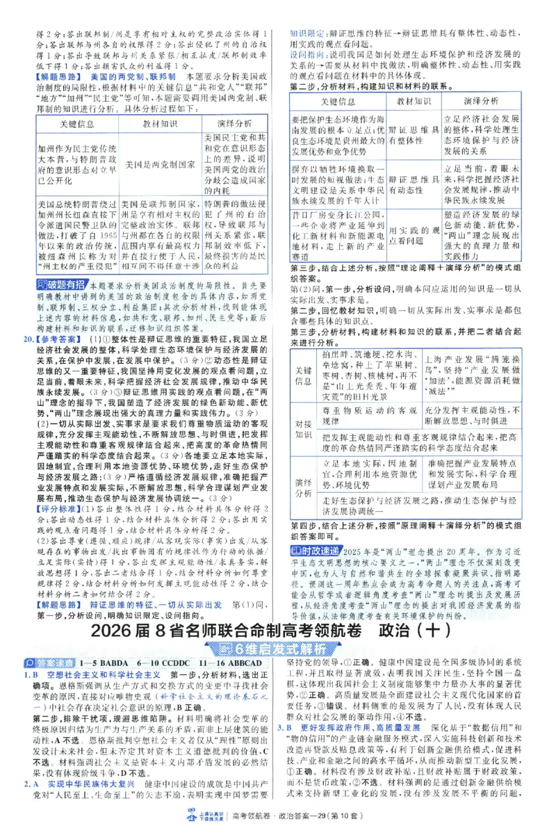 2026版金考卷&middot;百校联盟高考领航卷政治（新教材版）-答案_2026版金考卷&middot;百校联盟高考领航卷（全科）_2026版金考卷&middot;百校联盟高考领航卷政治（新教材版）