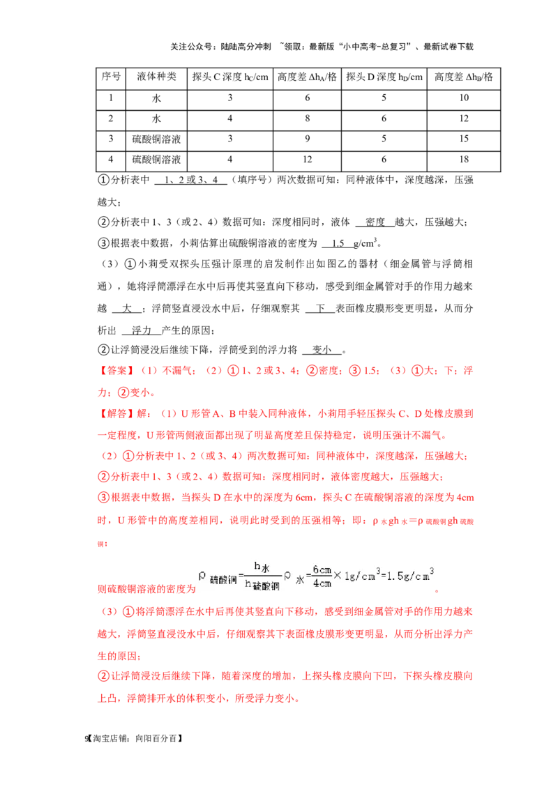 挑战16实验探究题（力学综合32题）（解析版）_02中考总复习（2026版更新中）_04-物理-中考总复习_2024年中考复习资料_专项复习资料_❤备战2024年中考物理真题《压轴挑战》分类汇编