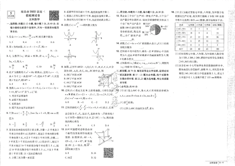 2023文科&mdash;金考卷45套_2.2025数学总复习_数学高考模拟题_2023年模拟题_老高考_文科数学全国甲卷2023金考卷