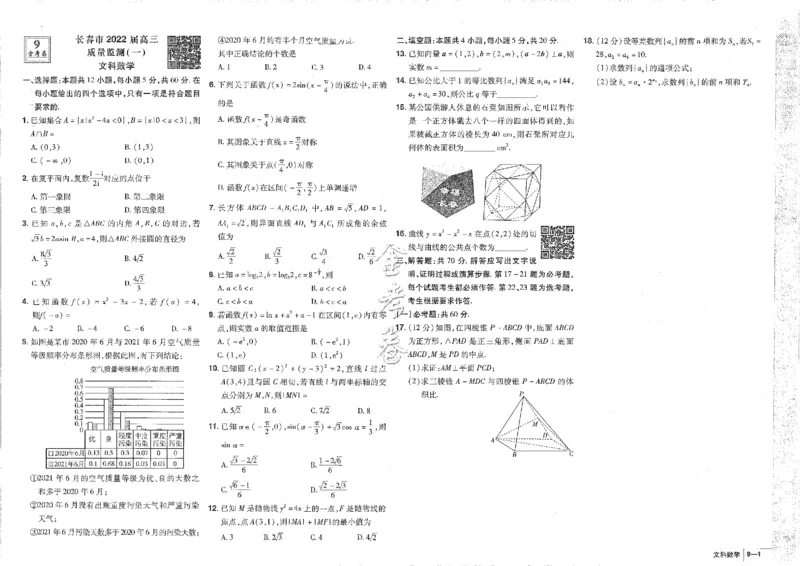 2023文科&mdash;金考卷45套_2.2025数学总复习_数学高考模拟题_2023年模拟题_老高考_文科数学全国甲卷2023金考卷