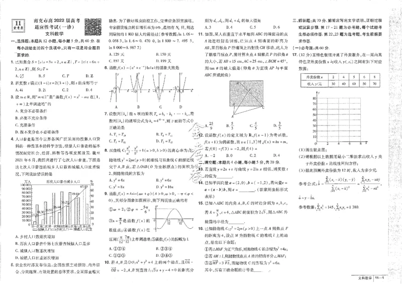 2023文科&mdash;金考卷45套_2.2025数学总复习_数学高考模拟题_2023年模拟题_老高考_文科数学全国甲卷2023金考卷