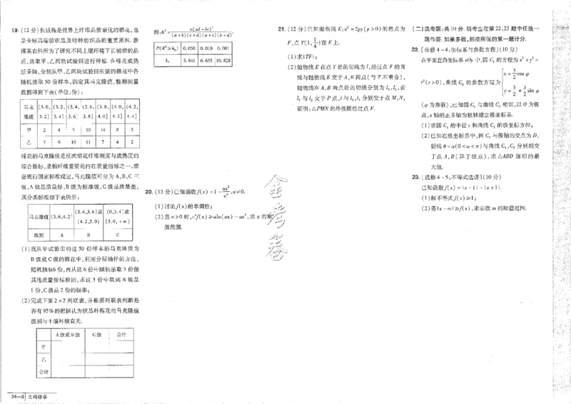 2023文科&mdash;金考卷45套_2.2025数学总复习_数学高考模拟题_2023年模拟题_老高考_文科数学全国甲卷2023金考卷