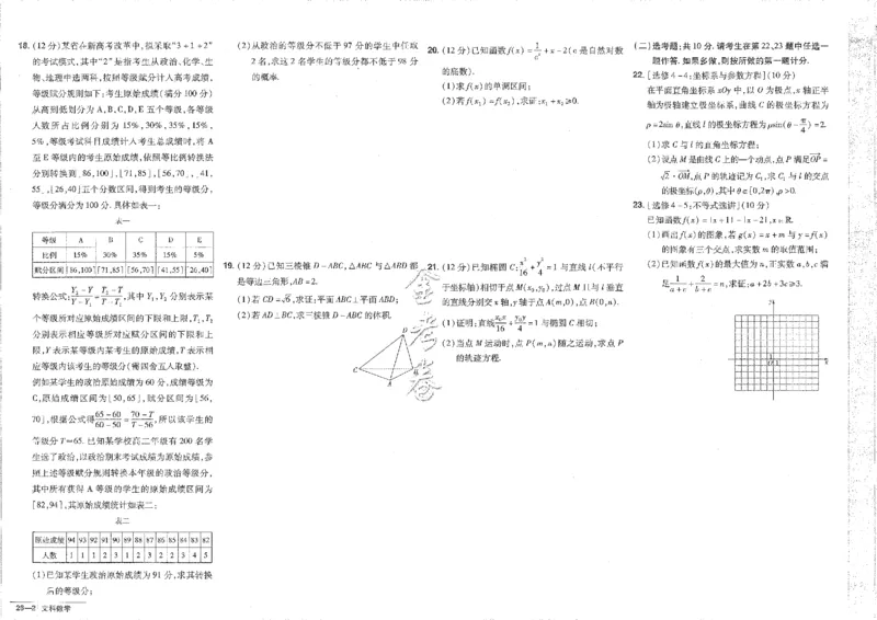 2023文科&mdash;金考卷45套_2.2025数学总复习_数学高考模拟题_2023年模拟题_老高考_文科数学全国甲卷2023金考卷