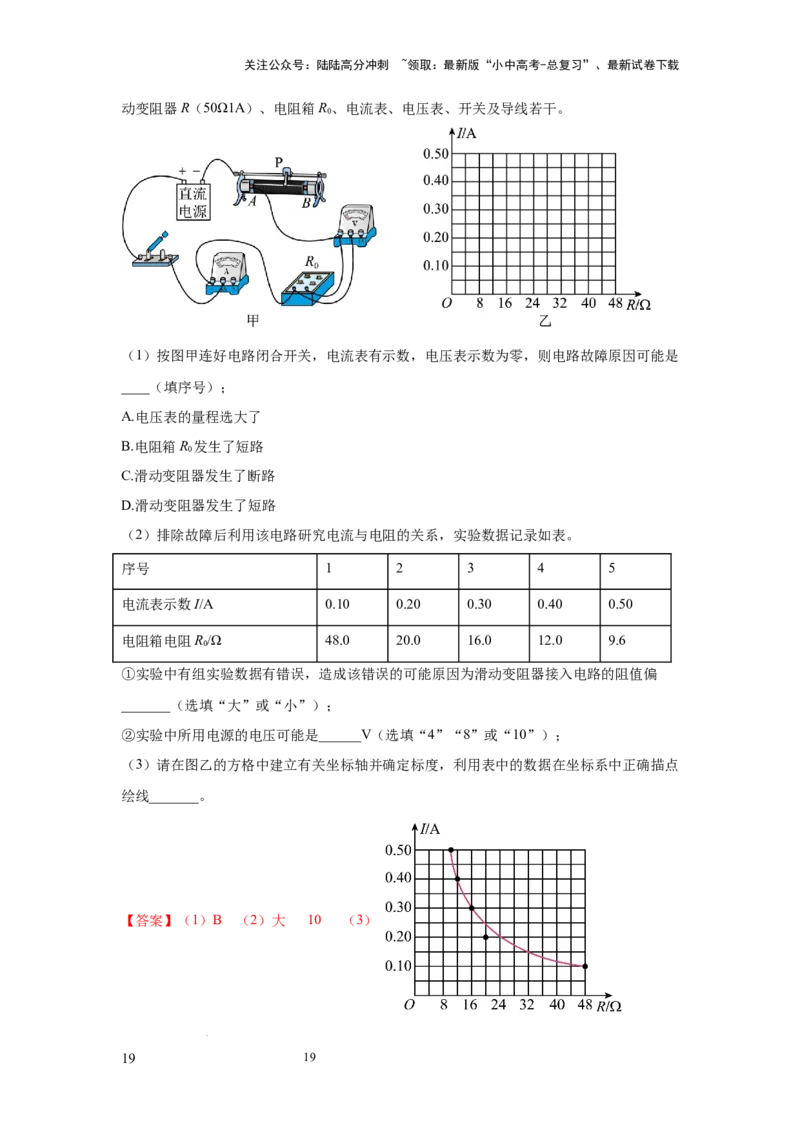 必考实验21.探究电流与电压、电阻的关系（解析版）_02中考总复习（2026版更新中）_04-物理-中考总复习_2025年中考复习资料