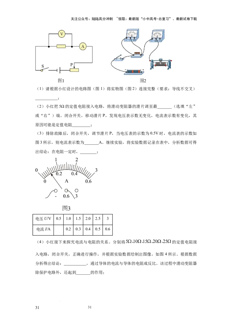 必考实验21.探究电流与电压、电阻的关系（解析版）_02中考总复习（2026版更新中）_04-物理-中考总复习_2025年中考复习资料