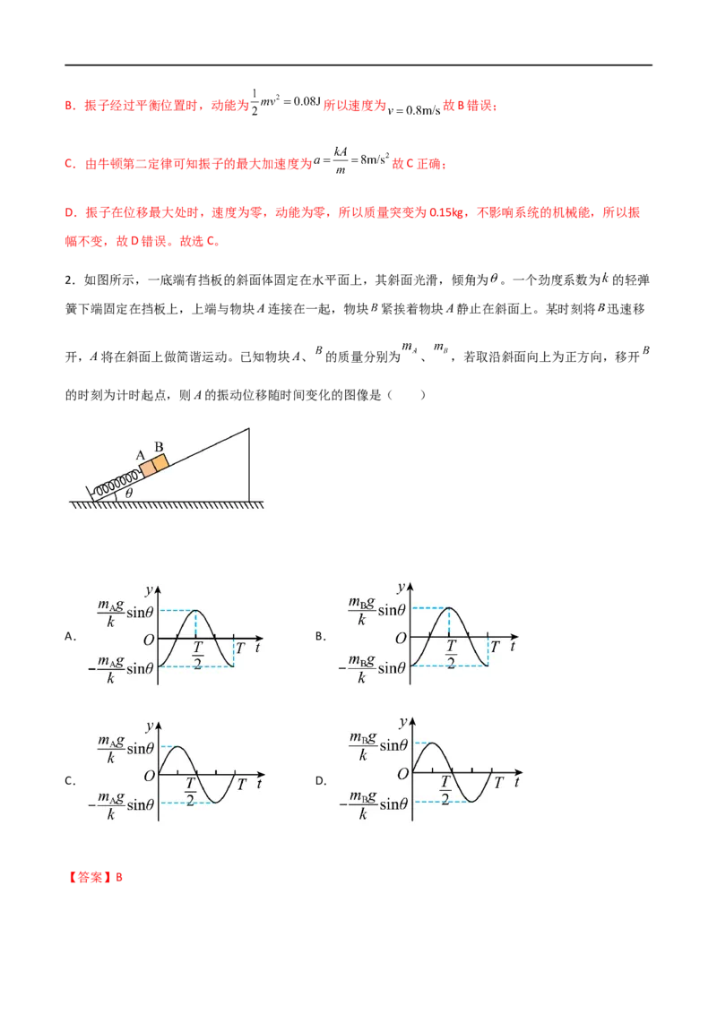 专题40机械振动（解析版）_4.2025物理总复习_2023年新高复习资料_一轮复习_2023届高三物理一轮复习多维度导学与分层专练