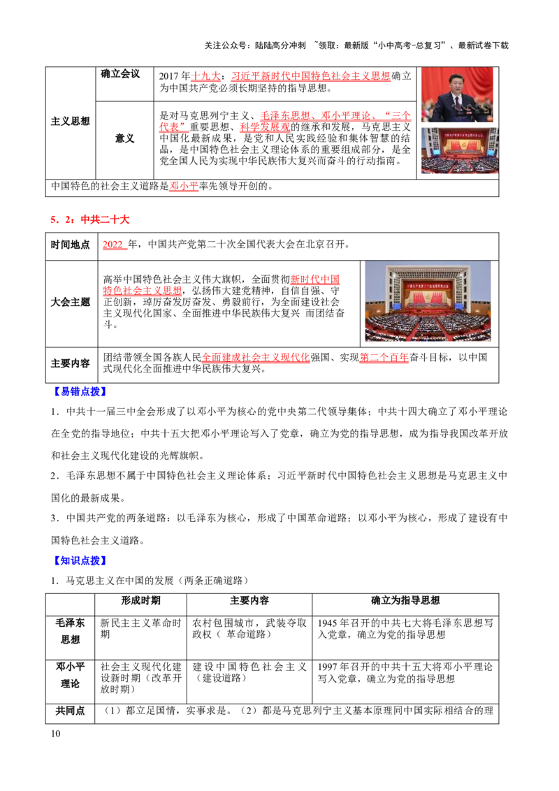 主题10+改革开放后（1978年至今）（历史时空+热词背诵+考点梳理+素养导向+命题预测）-2025年中考历史一轮知识点梳理_02中考总复习（2026版更新中）_06-历史-中考总复习_2025年中考复习资料