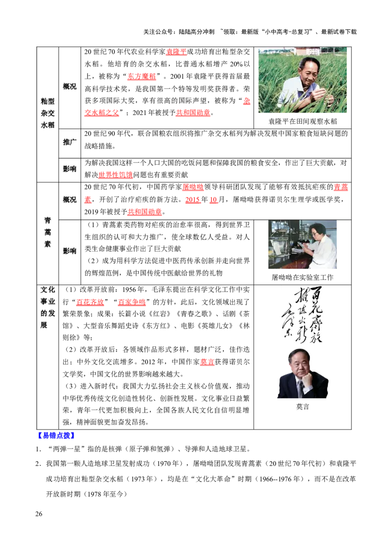 主题10+改革开放后（1978年至今）（历史时空+热词背诵+考点梳理+素养导向+命题预测）-2025年中考历史一轮知识点梳理_02中考总复习（2026版更新中）_06-历史-中考总复习_2025年中考复习资料