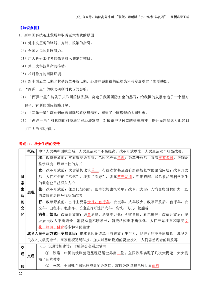 主题10+改革开放后（1978年至今）（历史时空+热词背诵+考点梳理+素养导向+命题预测）-2025年中考历史一轮知识点梳理_02中考总复习（2026版更新中）_06-历史-中考总复习_2025年中考复习资料