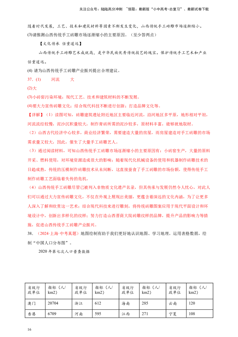 好题汇编2024年中考地理真题分类汇编05居民与聚落、发展与合作（解析版）_02中考总复习（2026版更新中）_09-地理-中考总复习_2025中考地理复习资料