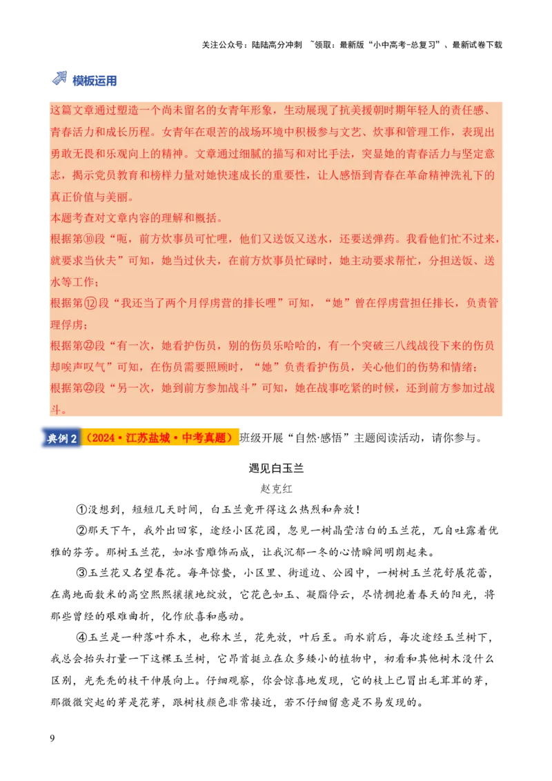 模板07故事情节类题型（答题模板）原卷版_02中考总复习（2026版更新中）_01-语文-中考总复习_2025年中考资料_2025年中考语文答题方法模板
